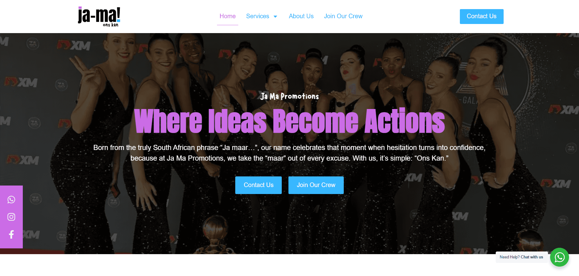 Ja Ma Promotions website screenshot