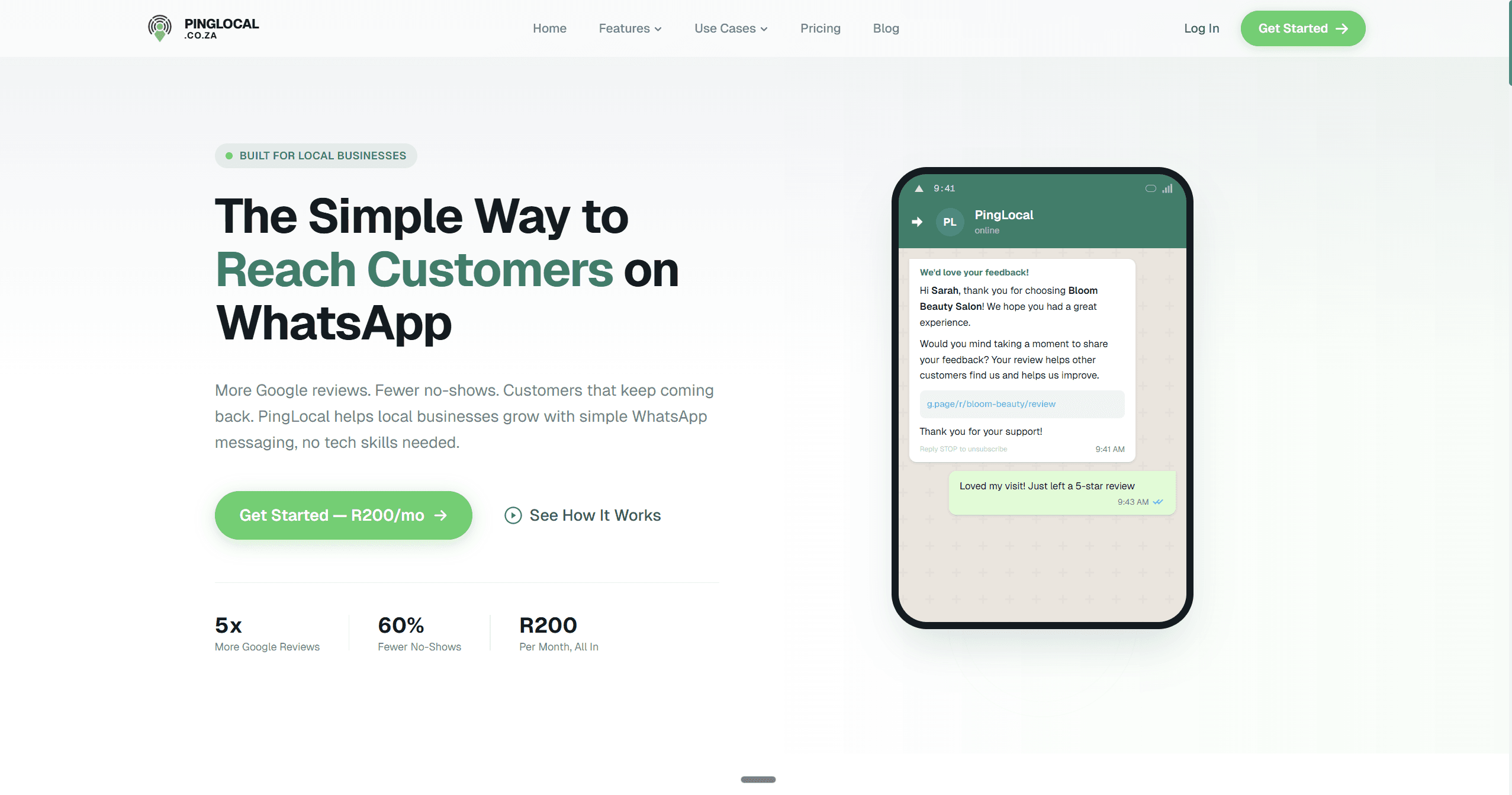 PingLocal website screenshot