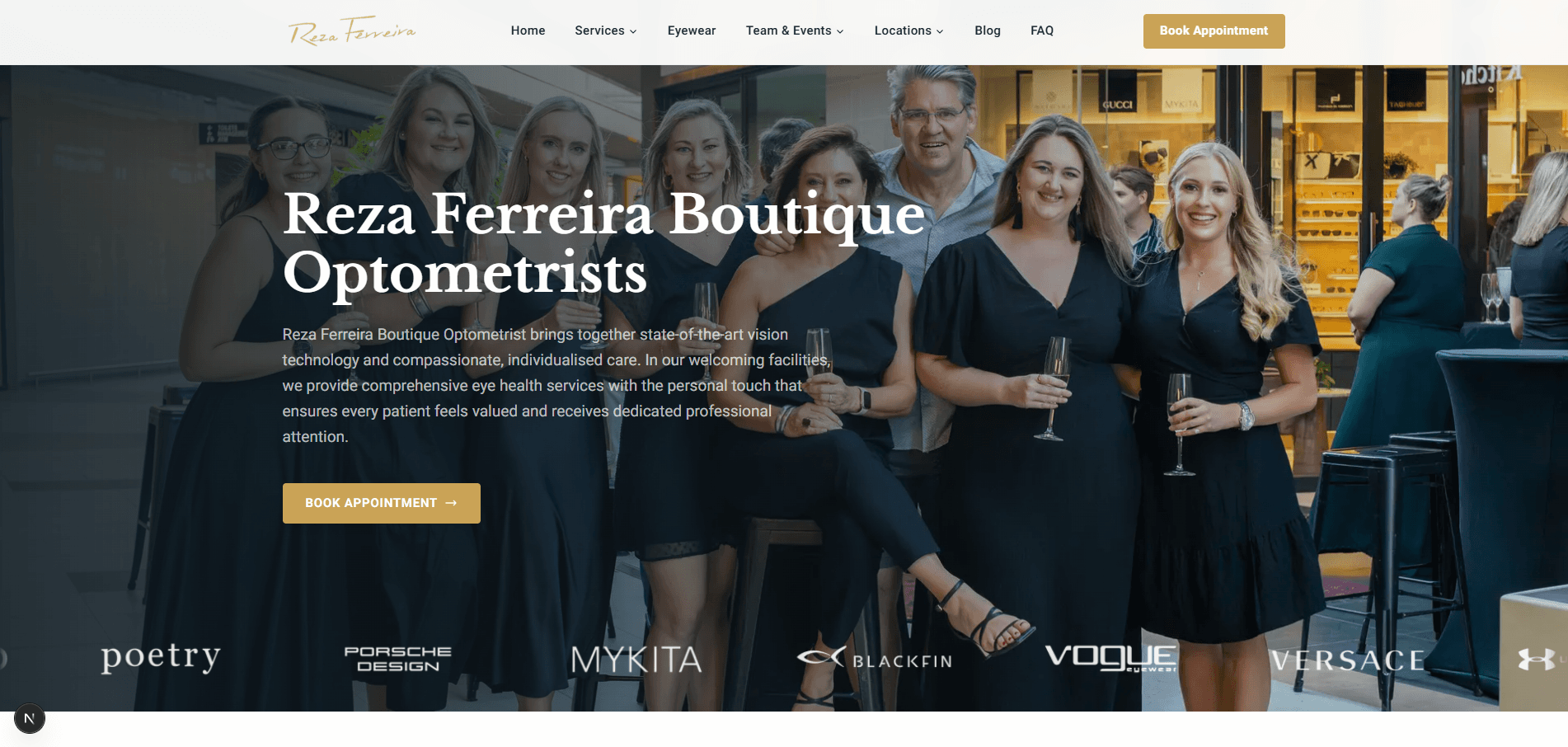 Reza Ferreira Optometrist website screenshot